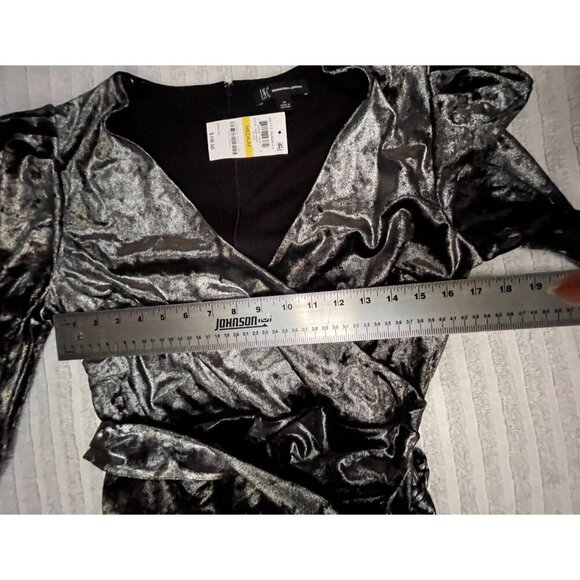 INC International Concepts Puff-Sleeve Crushed Velvet Wrap Dress Medium New - Picture 7 of 11